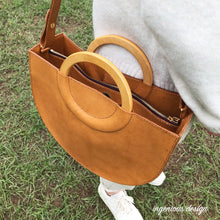 Load image into Gallery viewer, L01-0005 Crossbody Leather Bag with a Wooden Handle PDF Paper Pattern
