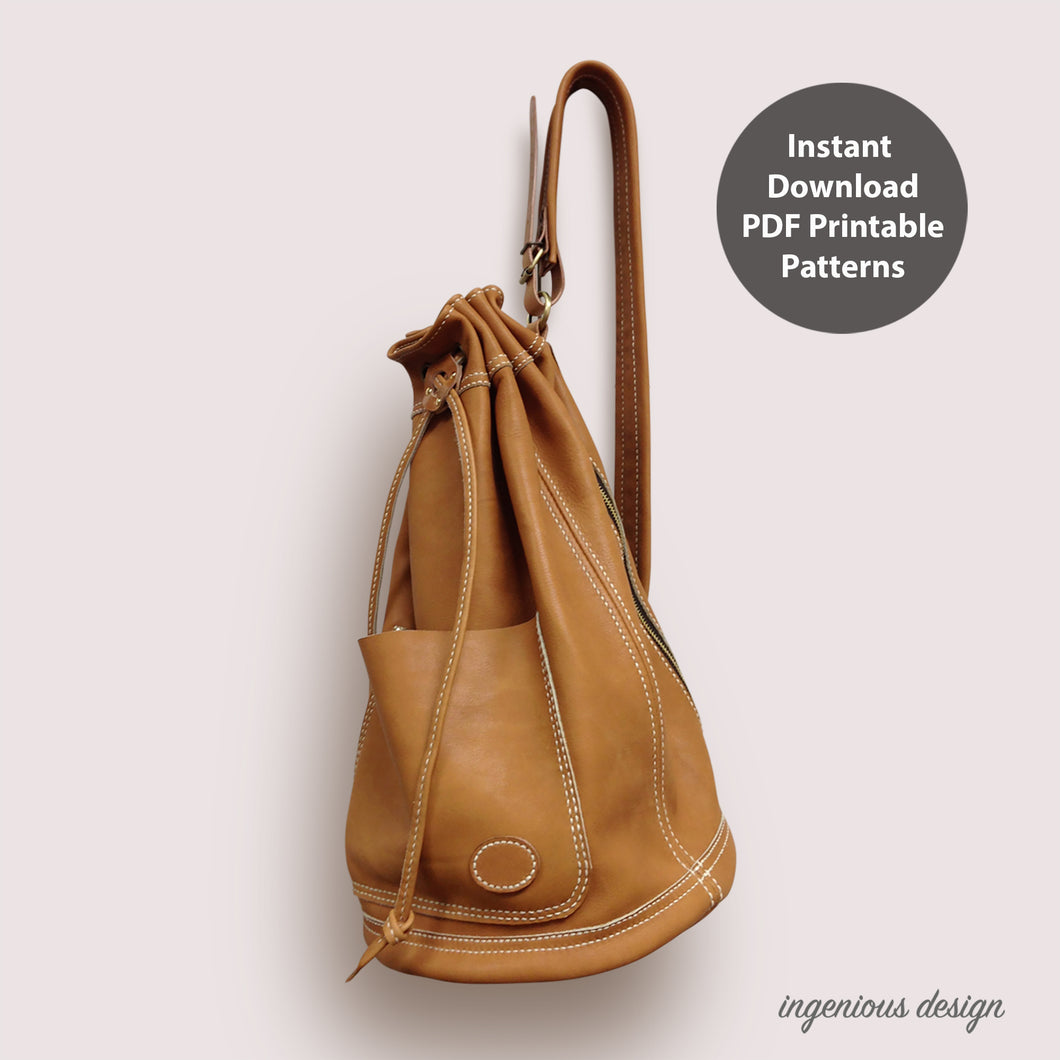 L04-0001 Leather bucket bag for men PDF patterns